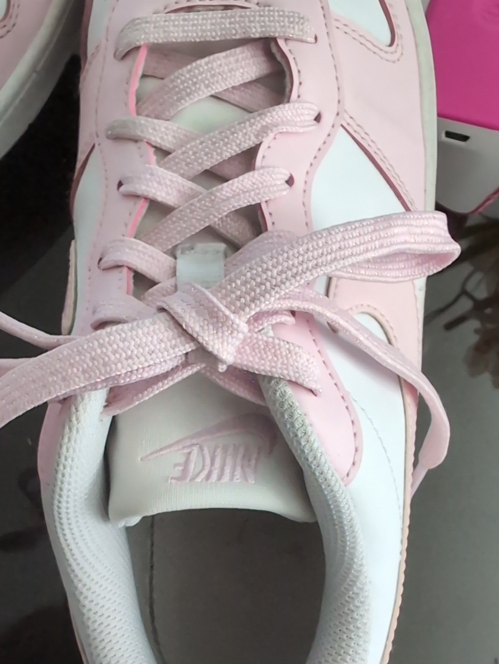 Women's "All Day Play" Nike Pink and White Low-Top Sneakers - Picture 2 of 2